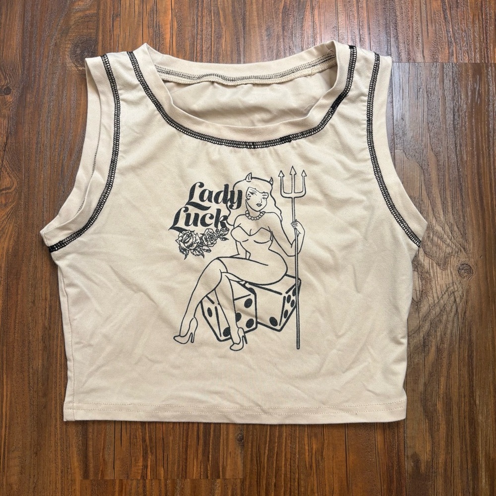 Vintage inspired beige baby tank top
